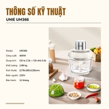 Máy xay thịt UNIE UM366 - 2,5L, 2 cối xay thủy tinh + trục đánh ruốc - Ảnh 2
