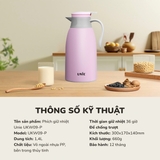 Phích giữ nhiệt UNIE UKW09-P, dung tích 1,4L, giữ nhiệt 36 giờ - Ảnh 5