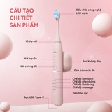 Bàn chải điện Unie UET518P đầu chải dao động, LED trắng răng - Ảnh 12